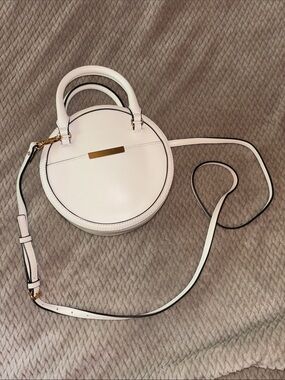 Round White Crossbody Bag with Top Handle